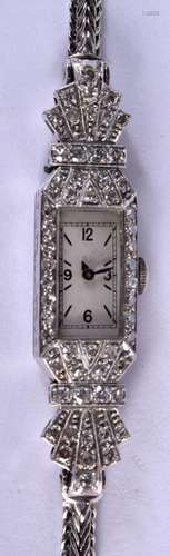 AN ART DECO 9CT WHITE GOLD COCKTAIL WATCH. 18 grams. 17 cm l...