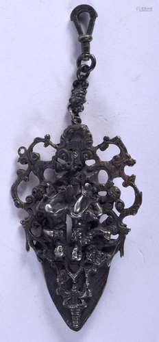 A 19TH CENTURY SILVER CHATELAIN BROOCH. 52 grams. 13 cm x 5 ...