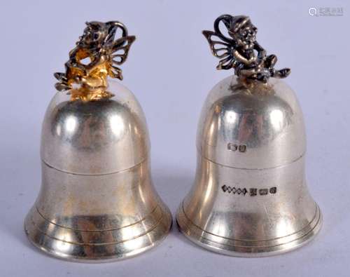 A PAIR OF ENGLISH SILVER THIMBLE HOLDERS. 31 grams. Birmingh...