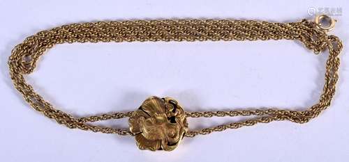 AN ART NOUVEAU MAIDEN PENDANT ON CHAIN. 18 grams. 45 cm long...