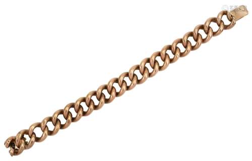 A rose gold curb link bracelet, length, 23cm, gross weight a...