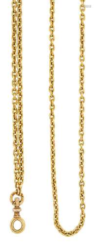 A belcher link long chain necklace, of curb-link design, sta...