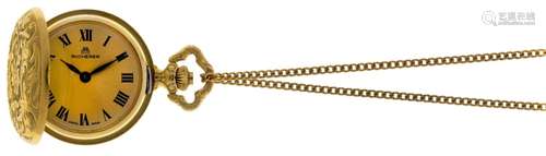 A Lady's fob watch and chain, by Bucherer, the circular...