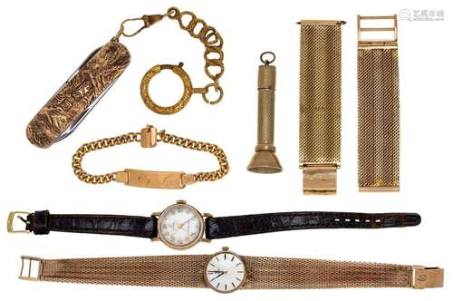 A group of watches and jewellery, comprising: a ladys 9ct g...