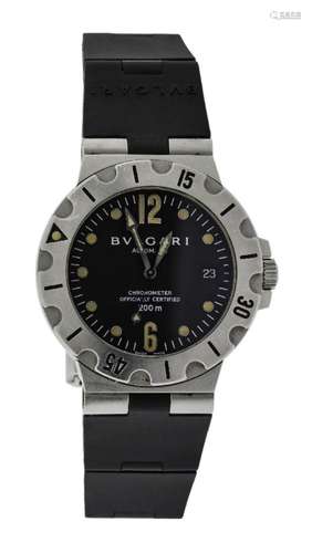 A steel wristwatch, by Bulgari the circular dial applied wit...