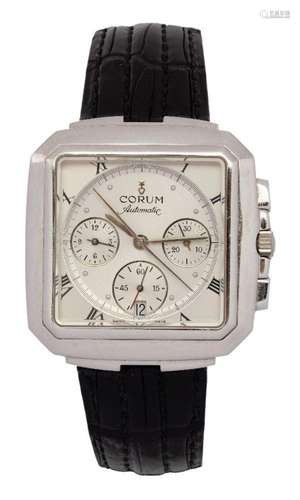 A platinum square chrono chronograph automatic wristwatch, b...