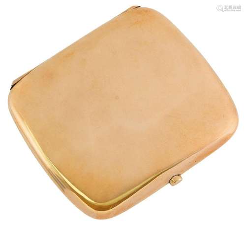 A 9ct gold cigarette case, of rounded rectangular form, Birm...