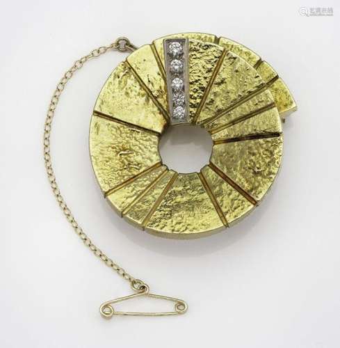 A diamond brooch/pendant, of textured spiral design accented...