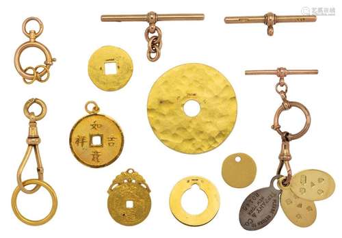 A group of jewellery findings, comprising: three gold open d...