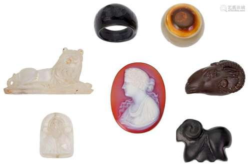 A group of reproduction ancient carved gem and hardstone ite...