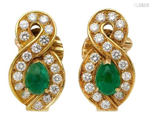 An pair of emerald and diamond cluster earrings, Vourakis, e...