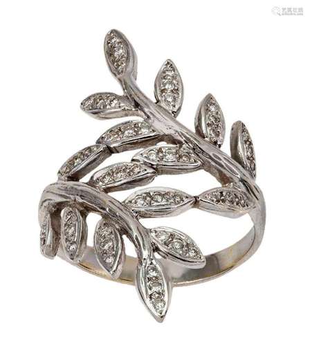 A diamond ring, of leaf design set with brilliant-cut diamon...