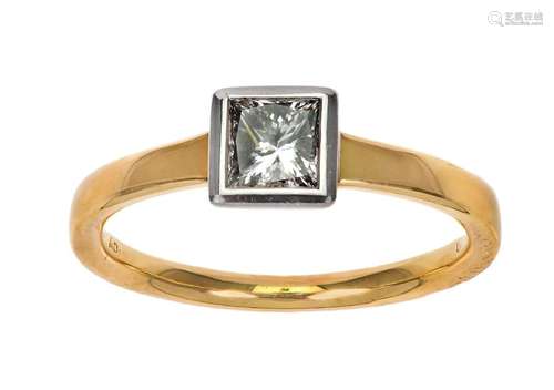 A diamond ring, box collet set with a princes-cut diamond we...