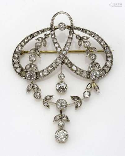 A diamond brooch/pendant, in the garland style millegrain se...