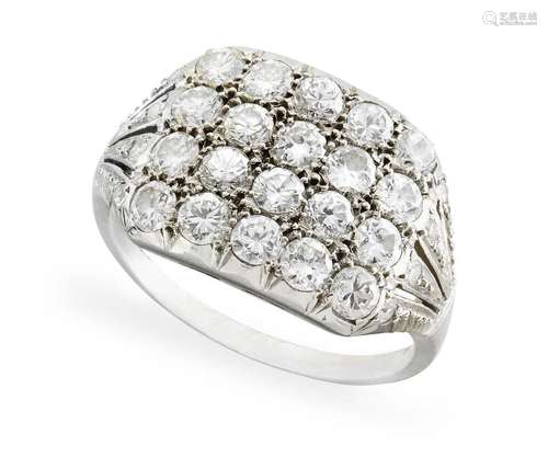 A diamond ring, of panel design set with brilliant-and singl...