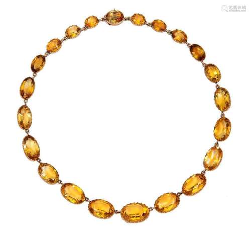 A gold and citrine riviere, composed of a graduated series o...