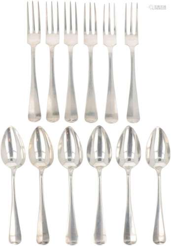 (12) piece set spoons & forks "Haags Lofje" si...