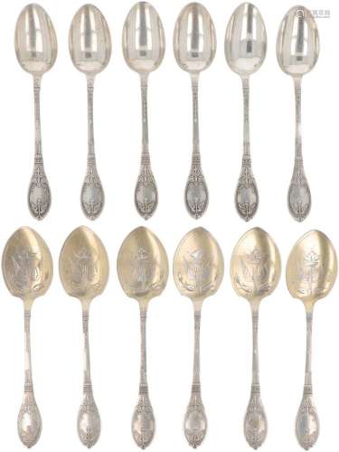 (12) piece silver cutlery set.