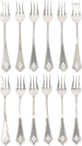 (12) piece set silver pastry forks.
