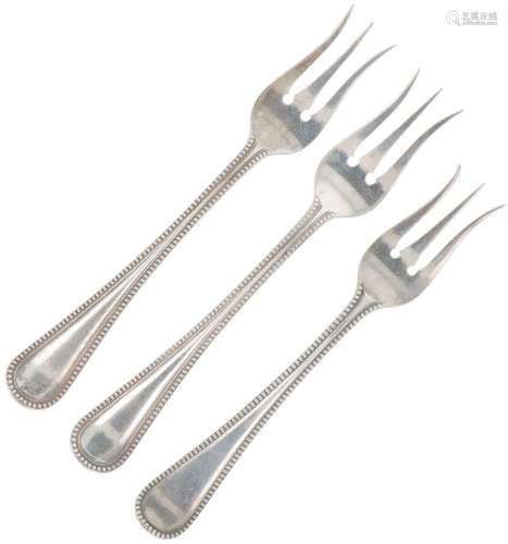 (3) piece set of meat forks silver.