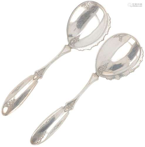 (2) piece set of silver berry spoons.