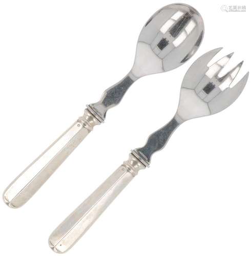 (2) piece salad servers "Haags Lofje" silver.