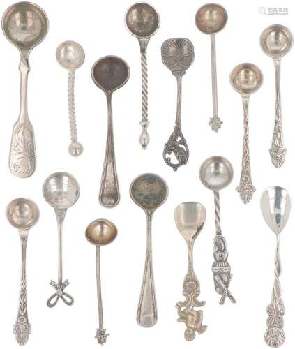 (15) piece lot salt spoons silver.