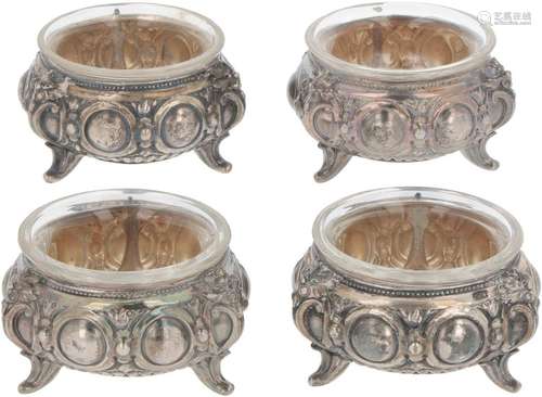 (4) piece lot of silver salt cellars.