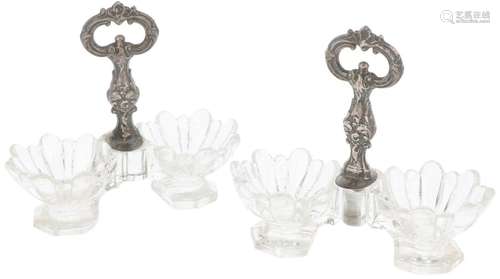 (2) piece set of double salt cellars silver.