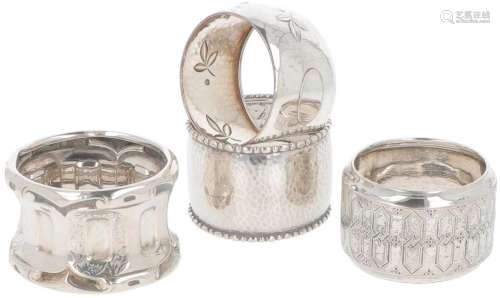(4) piece lot of silver napkin rings.