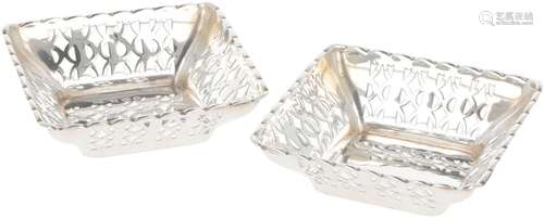 (2) piece set of bonbon dishes silver.