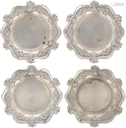 (4) piece set silver bonbon dishes.