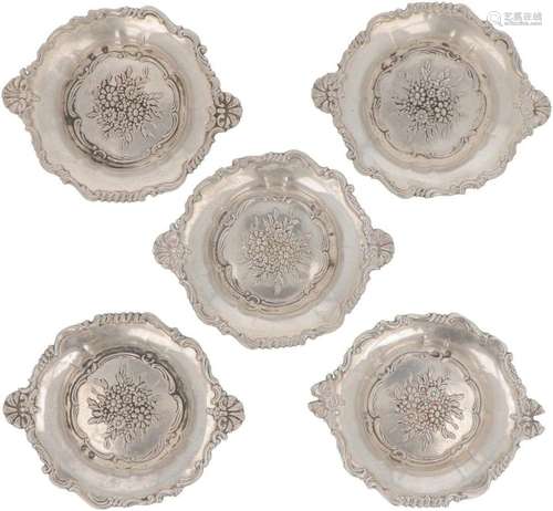 (5) piece lot bonbon dishes silver.