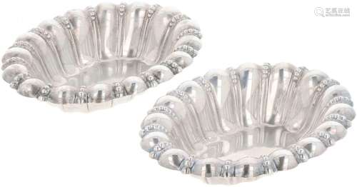 (2) piece set silver bonbon dishes.