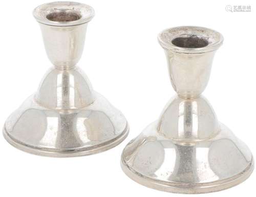 (2) piece set of table candlesticks silver.