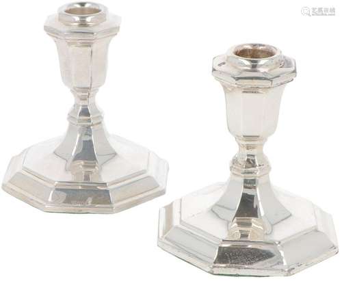 (2) piece set of table candlesticks silver.