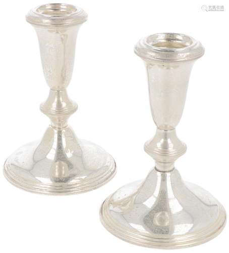 (2) piece set of table candlesticks silver.