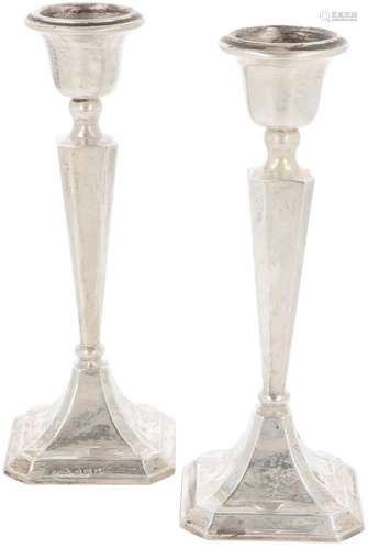 (2) piece set of table candlesticks silver.