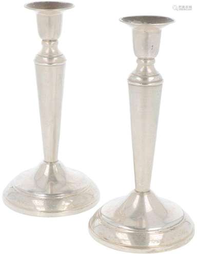 (2) piece set of table candlesticks silver.