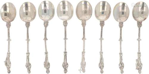 (8) piece set of silver apostle teaspoons.