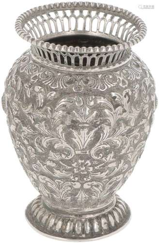 Silver spoon vase.