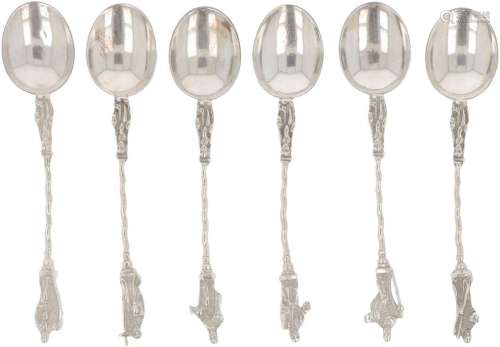 (6) piece set of silver apostle teaspoons.
