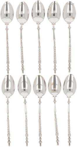 (10) piece set of silver teaspoons.