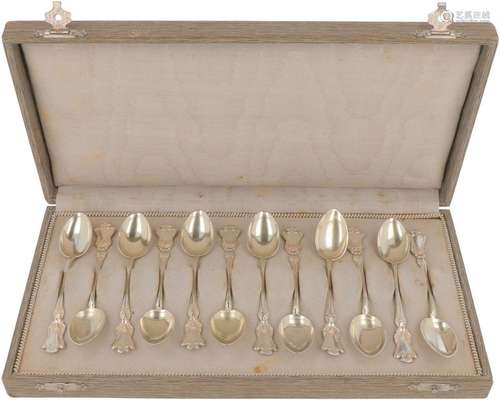 (12) piece set of silver teaspoons.