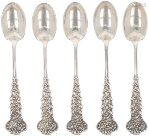 (5) piece lot of teaspoons (Tiffany & Co.) silver.