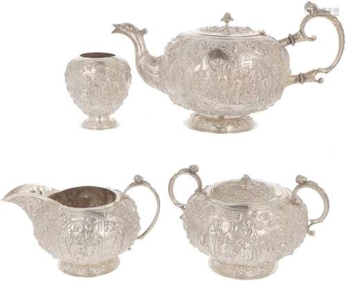 (4) piece silver tea set.