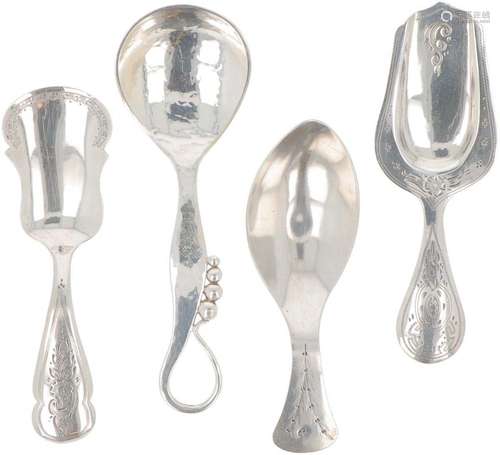 (4) piece lot of silver sugar spoons & tea thumbs.