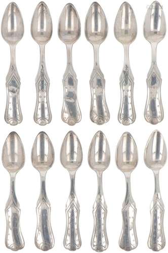 (12) piece set of silver coffee spoons.