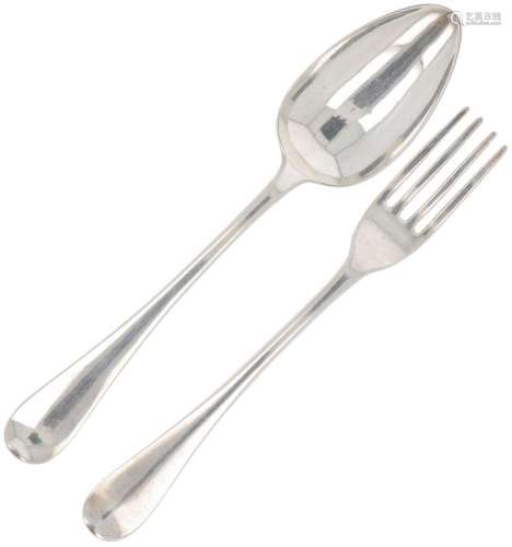 Spoon & fork (Amsterdam Roelof Helweg 1776-1811) silver.