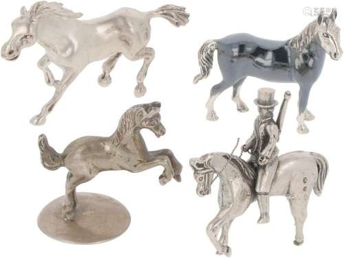 (4) piece lot miniature horses silver.